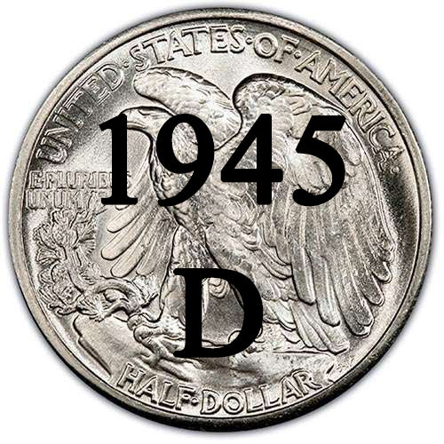 1945 D Walking Liberty Half Dollar Palm Island