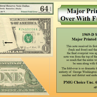 1969-D FRN Major Printed Fold Error! #PE-200