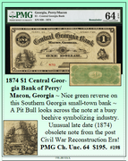 1874 $1 Central Georgia Bank of Perry/Macon, Georgia #198