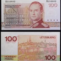 1993 Luxembourg 100 Francs "Grand Duke Jean" World Currency , Uncirculated