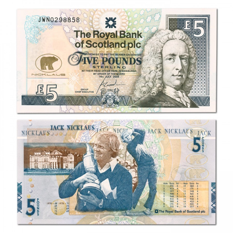 2005 Scotland 5L "Golfer Jack Nicklaus" World Currency , Uncirculated