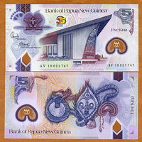 2010 Papua New Guinea 5 Kina "Native Masks" World Currency , Uncirculated