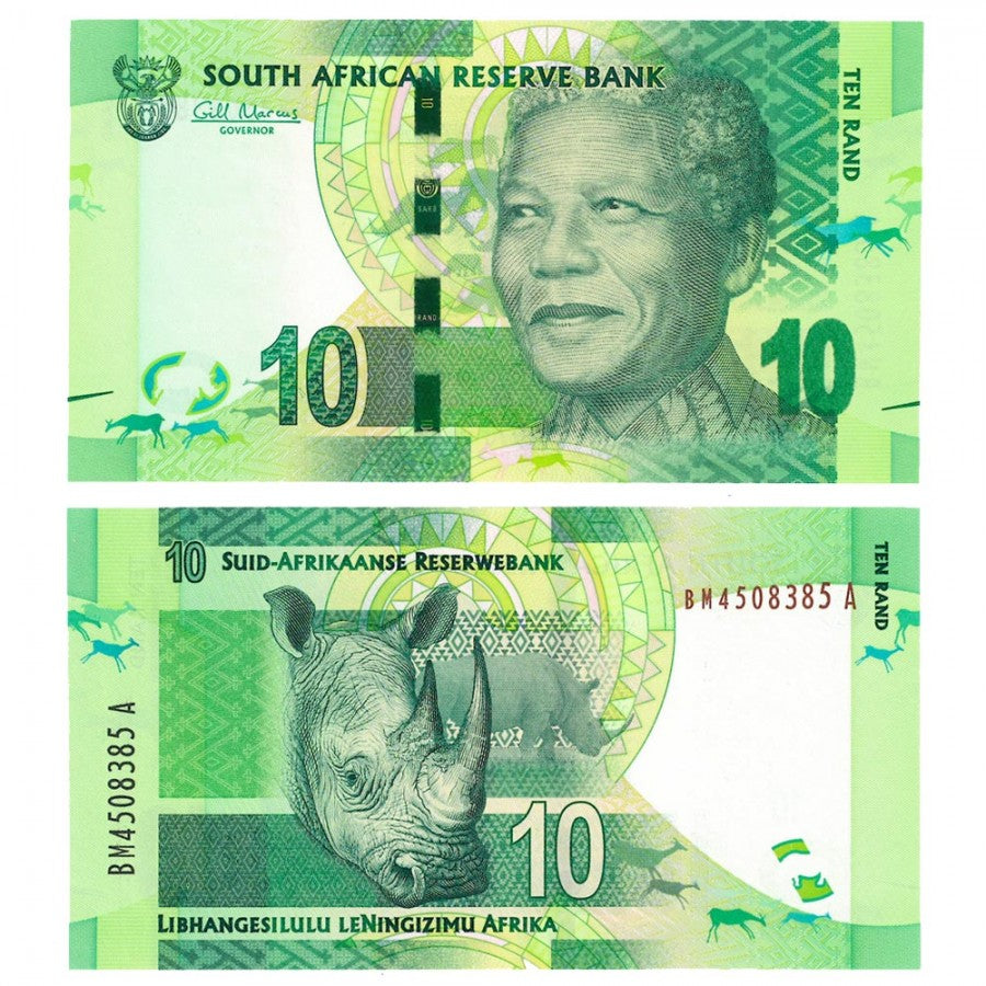 2012 South Africa 10 Rand "Nelson Mandela Rhino" World Currency Uncirculated