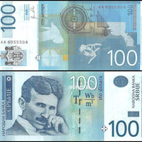 2013 Serbia 100 Dinara "Nikola Tesla" World Currency , Uncirculated