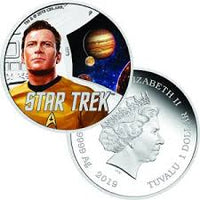 2019 Tuvalu "Star Trek Captain Kirk" 1 Oz .999 Silver , World Coins