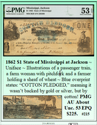 1862 $1 State of Mississippi at Jackson #215