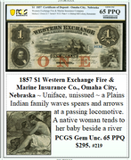 1857 $1 Western Exchange Fire & Marine Insurance Co., Omaha City, Nebraska #219