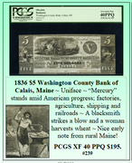 1836 $5 Washington County Bank of Calais, Maine #239