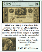 1836 (Circa 1830’s) $10 Southern Life Insurance & Trust Co., St. Augustine, Florida (Territory) #244