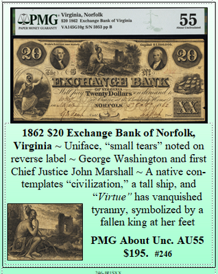 1862 $20 Exchange Bank of Norfolk, Virginia #246