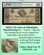 1828 $1 The Salem & Philadelphia  Manufacturing Co. ~ UNC55 ~ #262