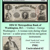 1854 $1 Metropolitan Bank of  Washington, D.C. ~ PMG UNC62 ~ #269