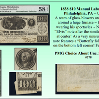 1838 $10 Manual Labor Bank of  Philadelphia, PA ~ PMG UNC58 ~ #278