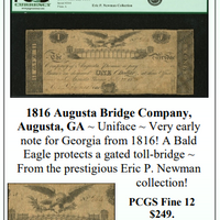 1816 Augusta Bridge Company,  Augusta, GA ~ PCGS Fine 12 ~ #279