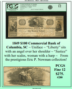 1849 $100 Commercial Bank of  Columbia, SC ~ PCGS Fine 12 ~ #280