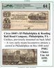 Circa 1840’s $5 Philadelphia & Reading  Rail Road Company, Philadelphia, PA ~ PMG UNC64 ~ #303