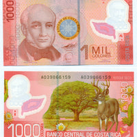 2009 Costa Rica 1000 Colones - Polymer “White-tail Deer” World Currency, Uncirculated