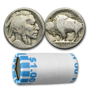 ~ ESTATE SALE ~ One Dollar Buffalo Nickel Coin Half Roll - Old US Coin Lot ~ **No Date**