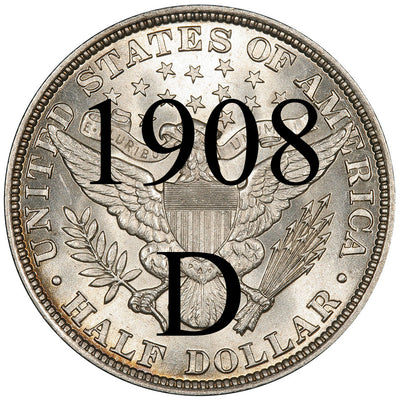 1908-D Barber Half Dollar