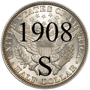 1908-S Barber Half Dollar