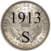 1913-S Barber Half Dollar