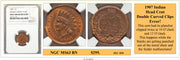 1907 Indian Head Cent Double Curved Clips Coin Error ~ NGC MS63 BN ~ #EC-030