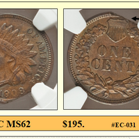 1908 Indian Head Cent Ragged Clip Error ~ NGC MS62 BN ~ #EC-031