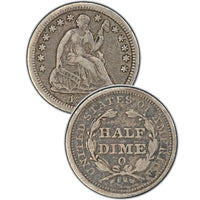 1853 "No Arrows" Seated Half Dime , Type 2 "Stars on Obverse"