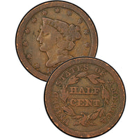 1844 Coronet Braided Hair Large Cent