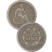 1837 Seated Half Dime , Type 1 "No Stars on Obverse"