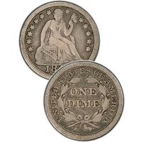 1865-S Seated Liberty Dime , Type 4 "Obverse Legend"