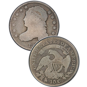 1827 Capped Bust Dime , "Wide Border Open Collar" Type ,