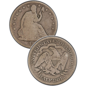 1858 Seated Liberty Half Dollar , Type 1 "Obverse Stars NO Motto"