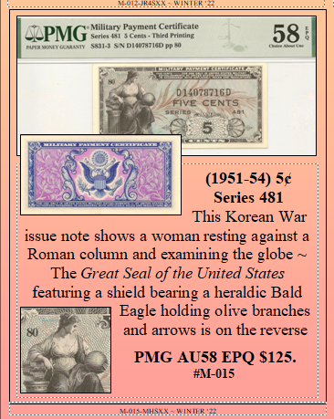 (1951-54) 5¢ Series 481 #M-015