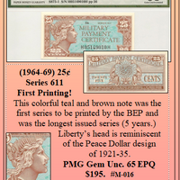 (1964-69) 25¢ Series 611 First Printing! #M-016