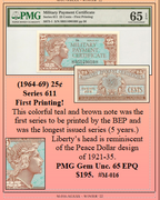 (1964-69) 25¢ Series 611 First Printing! #M-016