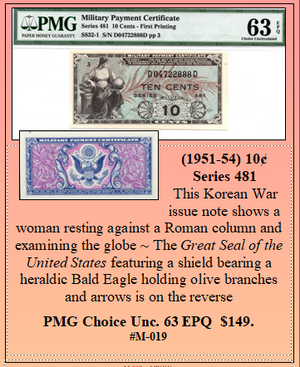 (1951-54) 10¢ Series 481 #M-019