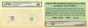 No Date $1 FRN Insuffiecent Inking Of Face Print And Radar Serial Number Currency Error! #PE-048