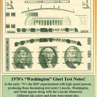 1970's "Washington" Giori Test Notes Uncut Pair Currency Error/Specimen! PE#095