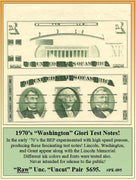 1970's "Washington" Giori Test Notes Uncut Pair Currency Error/Specimen! PE#095