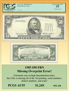 1985 $50 FRN Missing Overprint Currency Error! #PE-108