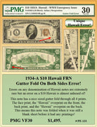 1934-A $10 Hawaii FRN Gutter Fold On Both Sides Currency Error ~ PMG VF30 ~ #PE-131