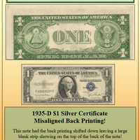 1935-D $1 Silver Certificate Misaligned Back Printing Currency Error ~ PCGS AU55 ~ #PE-162