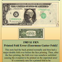 1985 $1 FRN Printed Fold Currency Error (Enormous Gutter Fold)! ~ PMG AU55 ~ #PE-224