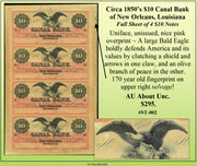 Circa 1850's $10 Canal Bank of New Orleans, Louisiana Uncut Sheet #ST-002