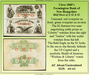 Circa 1860’s Farmington Bank of New Hampshire #ST-022