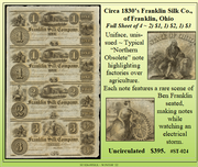 Circa 1830’s Franklin Silk Co., of Franklin, Ohio #ST-024