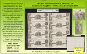 1861 $5 Confederate States of America T-36 Uncut Sheet of Eight $5 ~ PMG About Uncirculated 50! #ST-027