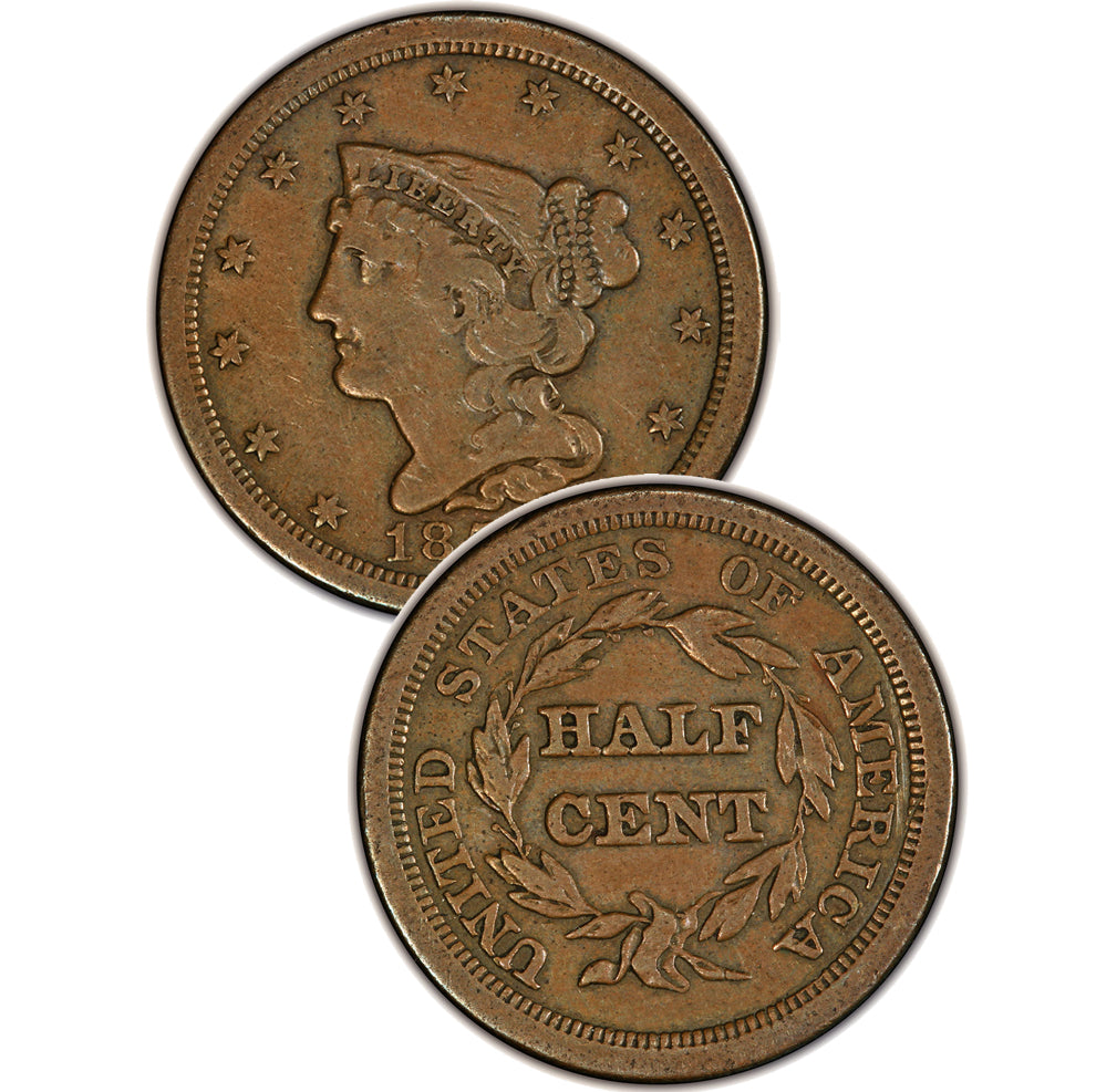 United States 1857 Braided Hair Half Cent