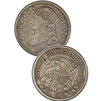 1821 "Small Date" Capped Bust Dime , "Wide Border Open Collar" Type ,